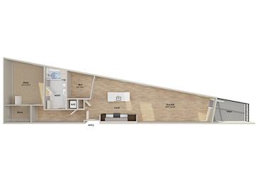 Floor Plan  One bedroom floor plan image at Altitude Apartments