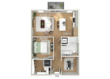Floor Plan  One bedroom floor plan at Heights at 1520 Apartments in Houston TX