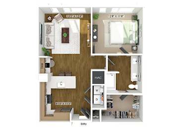 Floor Plan  One bedroom floor plan at The Edley in Atlanta GA