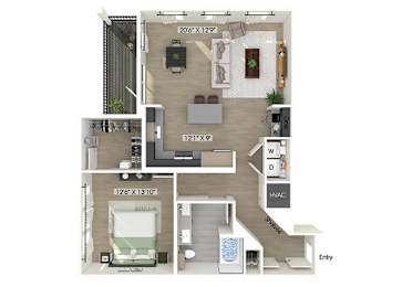Floor Plan  One bedroom floor plan at Station 316 in Woburn MA