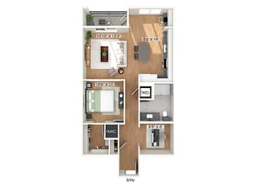 Floor Plan  One bedroom floor plan at Heights at 1520 Apartments in Houston TX