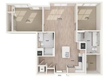 Floor Plan  Two bedroom floor plan image at Vero Apartments in Chelsea MA
