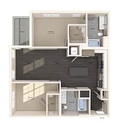 Floor Plan  B01 two bedroom floor plan image at North at Totem Lake Apartments in Kirkland WA