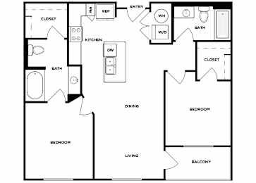 Floor Plan  Two bedroom floor plan image at Norte Town Lake Apartments in Tempe Arizona