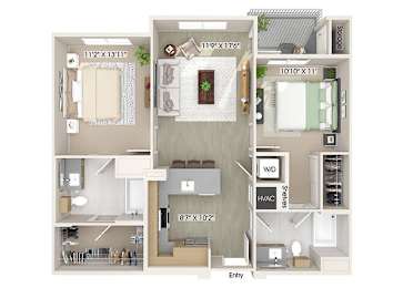 Floor Plan  Two bedroom floor plan image at The Wylden in Los Angeles CA