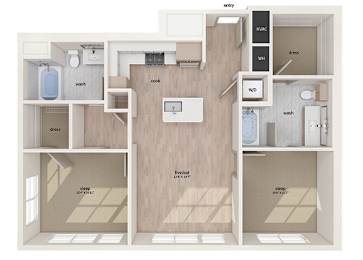 Floor Plan  Two bedroom floor plan image at Vero Apartments in Chelsea MA