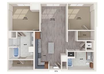 Floor Plan  Two bedroom two bathroom floor plan image at VERO apartments in Chelsea MA