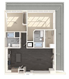 Floor Plan  B03 two bedroom floor plan image at North at Totem Lake Apartments in Kirkland WA