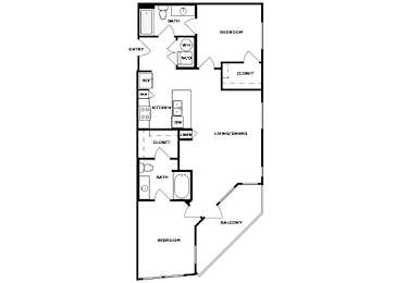 Floor Plan  Two bedroom floor plan image at Norte Town Lake Apartments in Tempe Arizona
