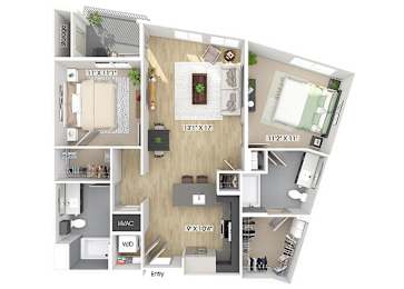 Floor Plan  Two bedroom floor plan image at The Wylden in Los Angeles CA