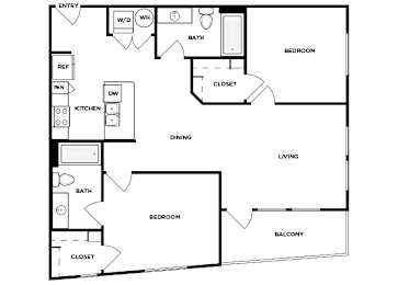 Floor Plan  Two bedroom floor plan image at Norte Town Lake Apartments in Tempe Arizona