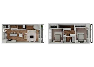 Floor Plan  Two bedroom floor plan at The Cove at Tiburon Apartments in Tiburon CA