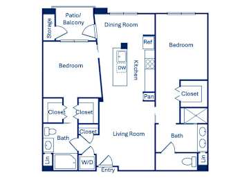 Floor Plan  Two bedroom floor plan at Main and Jamboree Apartments in Irvine CA
