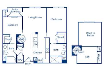 Floor Plan  Two bedroom floor plan at Main and Jamboree Apartments in Irvine CA