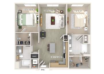 Floor Plan  Two bedroom floor plan image at The Wylden in Los Angeles CA