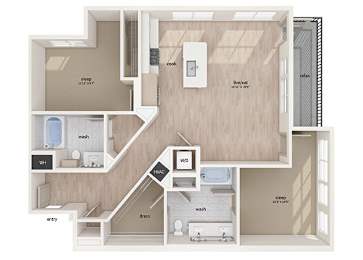 Floor Plan  Two bedroom floor plan image at Vero Apartments in Chelsea MA