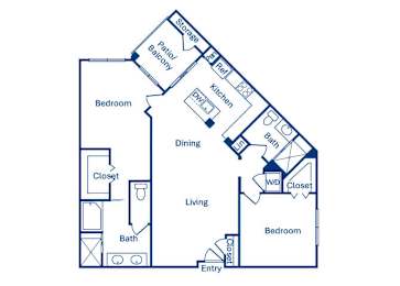 Floor Plan  Two bedroom floor plan at Main and Jamboree Apartments in Irvine CA