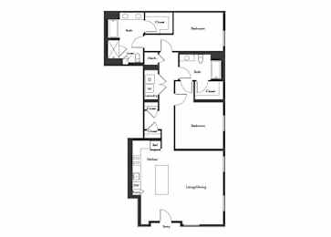 Floor Plan  Two bedroom floor plan at Chromatic Flats Apartments in San Diego CA