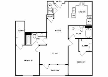 Floor Plan  Two bedroom floor plan image at Norte Town Lake Apartments in Tempe Arizona