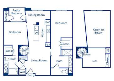 Floor Plan  Two bedroom floor plan at Main and Jamboree Apartments in Irvine CA