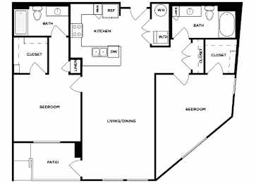 Floor Plan  Two bedroom floor plan image at Norte Town Lake Apartments in Tempe Arizona