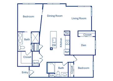Floor Plan  Two bedroom floor plan at Main and Jamboree Apartments in Irvine CA