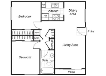 Floor Plan  two bedroom floor plan at Westchester Park apartments