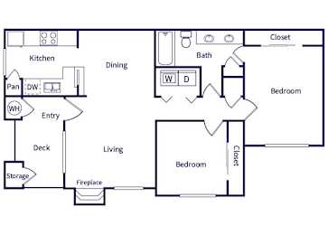 Floor Plan  Two bedroom floor plan at Deerwood Apartments in Corona CA