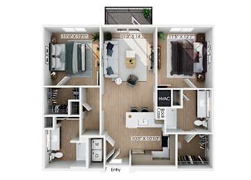Floor Plan  Two bedroom floor plan at Hawkley Apartments in Milford MA