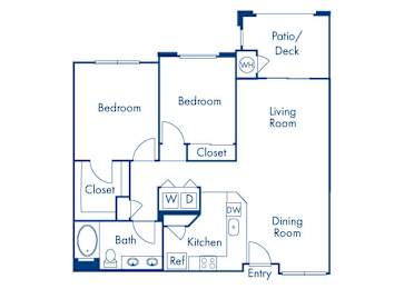 Floor Plan  Two bedroom floor plan at Campana Crown Valley Apartments in Mission Viejo CA
