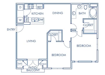 Floor Plan  Two bedroom floor plan at Sierra at Otay Ranch Apartments in Chula Vista CA