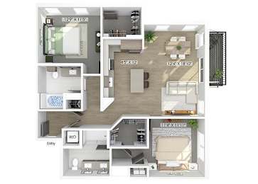 Floor Plan  Two bedroom floor plan at The Brynn in Kirkland WA