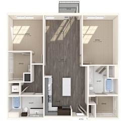 Floor Plan  B10 two bedroom floor plan at North at Totem Lake Apartments in Kirkland WA