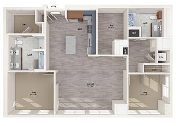 Floor Plan  Two bedroom floor plan image at Vero Apartments in Chelsea MA