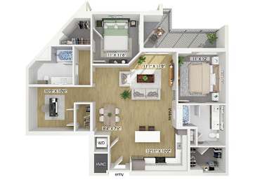 Floor Plan  Two bedroom floor plan at Treo Apartments in Fort Lauderdale FL