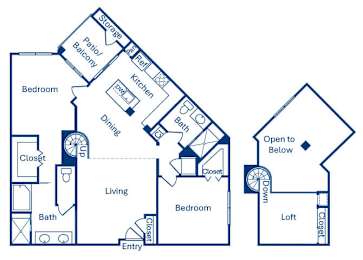 Floor Plan  Two bedroom floor plan at Main and Jamboree Apartments in Irvine CA