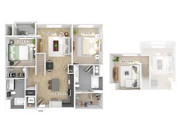 Floor Plan  Two bedroom floor plan image at The Wylden in Los Angeles CA