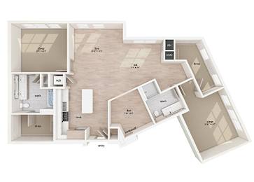 Floor Plan  Two bedroom floor plan image at Vero Apartments in Chelsea MA