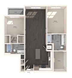 Floor Plan  B12 Two bedroom floor plan at North at Totem Lake Apartments in Kirkland WA