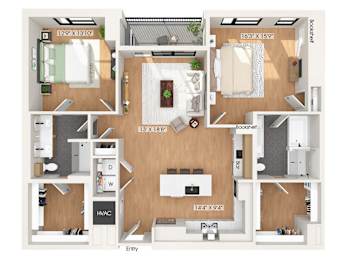 Floor Plan  Two bedroom floor plan at 1010 Waugh Apartments in Houston TX
