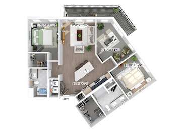 Floor Plan  Two bedroom floor plan at The Brynn in Kirkland WA