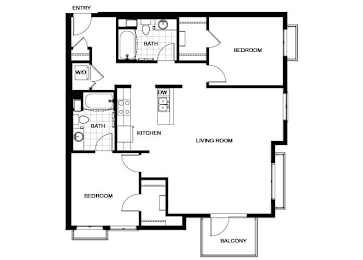 Floor Plan  B19 Floor Plan at Candara at Hancock Park Apartments in Los Angeles CA