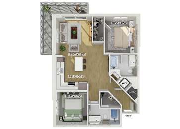 Floor Plan  Two bedroom floor plan at Treo Apartments in Fort Lauderdale FL