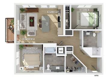 Floor Plan  Two bedroom floor plan at Jayden Apartments in Peabody MA