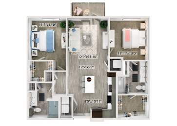 Floor Plan  Two bedroom floor plan at The Edley in Atlanta GA