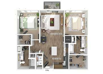 Floor Plan  Two bedroom floor plan at The Edley in Atlanta GA