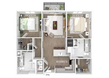 Floor Plan  Two bedroom floor plan at The Penstone Apartments and Townhomes in South Walpole MA