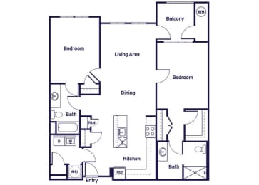 Floor Plan  Two bedroom two bathroom floor plan at Riverwoods at Lake Ridge in Woodbridge VA