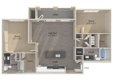 Floor Plan  B1 Floorplan Image at The Seaton Apartment in San Diego CA