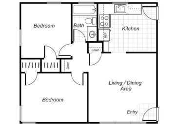 Floor Plan  two bedroom one bathroom floor plan image at Sutterfield